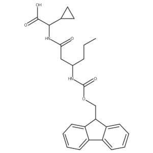 2-cyclopropyl-2-[3-({[(9H-fluoren-9-yl)methoxy]carbonyl}amino)hexanamido]acetic acid Structure