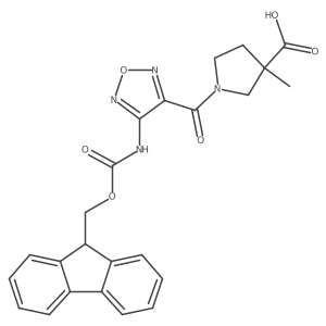 1-[4-({[(9H-fluoren-9-yl)methoxy]carbonyl}amino)-1,2,5-oxadiazole-3-carbonyl]-3-methylpyrrolidine-3-carboxylic acid结构式