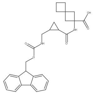 rac-2-[(1R,2S)-2-[({[(9H-fluoren-9-yl)methoxy]carbonyl}amino)methyl]cyclopropaneamido]spiro[3.3]heptane-2-carboxylic acid Structure