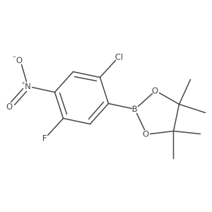 2-(2-Chloro-5-fluoro-4-nitrophenyl)-4,4,5,5-tetramethyl-1,3,2-dioxaborolane结构式