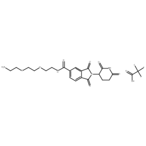 N-(2-(2-(2-Aminoethoxy)ethoxy)ethyl)-2-(2,6-dioxopiperidin-3-yl)-1,3-dioxoisoindoline-5-carboxamide 2,2,2-trifluoroacetate Structure