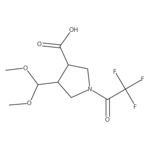 rac-(3R,4R)-4-(dimethoxymethyl)-1-(2,2,2-trifluoroacetyl)pyrrolidine-3-carboxylic acid Structure