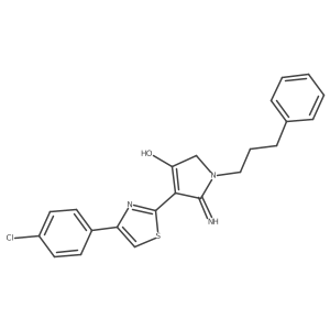 5-amino-4-[4-(4-chlorophenyl)-1,3-thiazol-2-yl]-1-(3-phenylpropyl)-1,2-dihydro-3H-pyrrol-3-one结构式