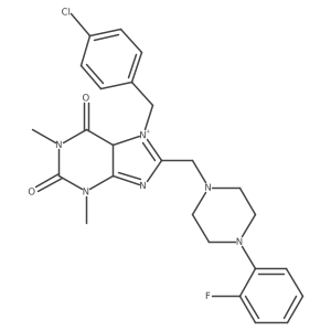 7-[(4-chlorophenyl)methyl]-8-[[4-(2-fluorophenyl)piperazin-1-yl]methyl]-1,3-dimethyl-5H-purin-7-ium-2,6-dione Structure