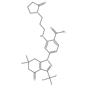 4-[6,6-Dimethyl-4-oxo-3-(trifluoromethyl)-5,7-dihydroindazol-1-yl]-2-[3-(2-oxopyrrolidin-1-yl)propylamino]benzamide Structure