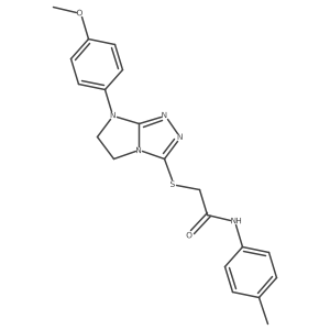 2-((7-(4-methoxyphenyl)-6,7-dihydro-5H-imidazo[2,1-c][1,2,4]triazol-3-yl)thio)-N-(p-tolyl)acetamide结构式