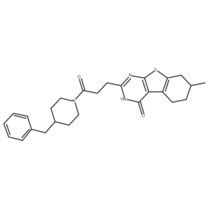 2-[3-(4-benzylpiperidin-1-yl)-3-oxopropyl]-7-methyl-5,6,7,8-tetrahydro[1]benzothieno[2,3-d]pyrimidin-4(3H)-one结构式