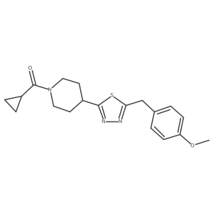 Cyclopropyl(4-(5-(4-methoxybenzyl)-1,3,4-thiadiazol-2-yl)piperidin-1-yl)methanone Structure