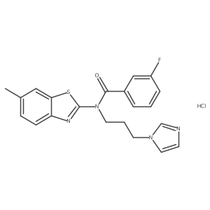 N-(3-(1H-imidazol-1-yl)propyl)-3-fluoro-N-(6-methylbenzo[d]thiazol-2-yl)benzamide hydrochloride结构式