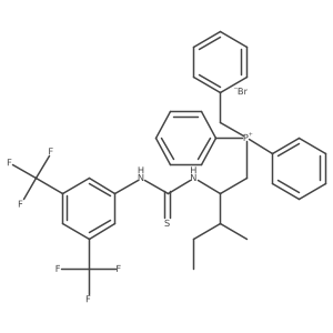 Benzyl((2S,3S)-2-(3-(3,5-bis(trifluoromethyl)phenyl)thioureido)-3-methylpentyl)diphenylphosphonium bromide结构式