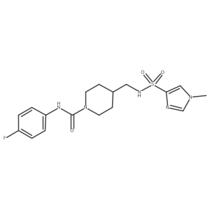 N-(4-fluorophenyl)-4-((1-methyl-1H-imidazole-4-sulfonamido)methyl)piperidine-1-carboxamide结构式