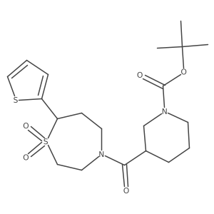 Tert-butyl 3-(1,1-dioxido-7-(thiophen-2-yl)-1,4-thiazepane-4-carbonyl)piperidine-1-carboxylate结构式