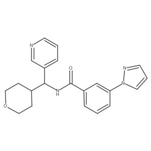 3-(1H-pyrazol-1-yl)-N-(pyridin-3-yl(tetrahydro-2H-pyran-4-yl)methyl)benzamide Structure