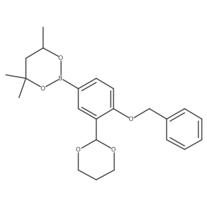 2-[4-Benzyloxy-3-(1,3-dioxan-2-YL)phenyl]-4,4,6-trimethyl-1,3,2-dioxaborinane Structure