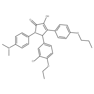 2H-Pyrrol-2-one, 5-(3-chloro-4-ethoxyphenyl)-1-[4-(dimethylamino)phenyl]-1,5-dihydro-3-hydroxy-4-(4-propoxyphenyl)-结构式