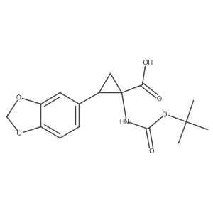 2-(1,3-Dioxaindan-5-yl)-1-{[(tert-butoxy)carbonyl]amino}cyclopropane-1-carboxylic acid结构式