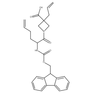 1-[2-({[(9H-fluoren-9-yl)methoxy]carbonyl}amino)hex-5-enoyl]-3-(prop-2-en-1-yl)azetidine-3-carboxylic acid结构式