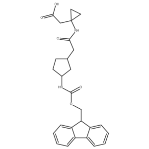rac-2-(1-{2-[(1R,3S)-3-({[(9H-fluoren-9-yl)methoxy]carbonyl}amino)cyclopentyl]acetamido}cyclopropyl)acetic acid Structure