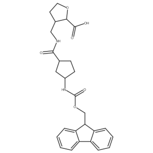 rac-(2R,3R)-3-({[3-({[(9H-fluoren-9-yl)methoxy]carbonyl}amino)cyclopentyl]formamido}methyl)oxolane-2-carboxylic acid结构式