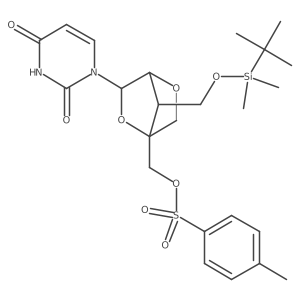 [(1R,3R,4R,7S)-7-[[tert-butyl(dimethyl)silyl]oxymethyl]-3-(2,4-dioxopyrimidin-1-yl)-2,5-dioxabicyclo[2.2.1]heptan-1-yl]methyl 4-methylbenzenesulfonate Structure