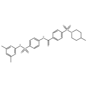 N-(4-(N-(4,6-dimethylpyrimidin-2-yl)sulfamoyl)phenyl)-4-((4-methylpiperidin-1-yl)sulfonyl)benzamide结构式