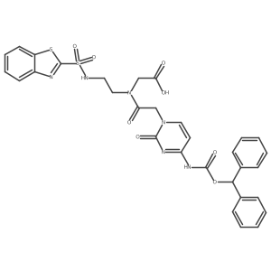 2-(2-(4-(((Benzhydryloxy)carbonyl)amino)-2-oxopyrimidin-1(2H)-yl)-N-(2-(benzo[d]thiazole-2-sulfonamido)ethyl)acetamido)acetic acid Structure