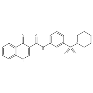 O=C(Nc1cccc(S(=O)(=O)N2CCCCC2)c1)c1c[nH]c2ccccc2c1=O结构式