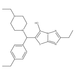 2-Ethyl-5-((4-ethylphenyl)(4-ethylpiperazin-1-yl)methyl)thiazolo[3,2-b][1,2,4]triazol-6-ol结构式