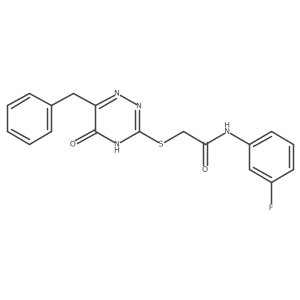 2-[(6-benzyl-5-oxo-4,5-dihydro-1,2,4-triazin-3-yl)sulfanyl]-N-(3-fluorophenyl)acetamide Structure