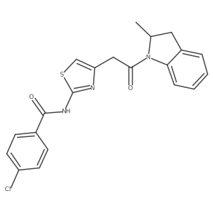4-chloro-N-(4-(2-(2-methylindolin-1-yl)-2-oxoethyl)thiazol-2-yl)benzamide Structure