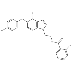 2-chloro-N-(2-(5-(4-fluorobenzyl)-4-oxo-4,5-dihydro-1H-pyrazolo[3,4-d]pyrimidin-1-yl)ethyl)benzamide结构式