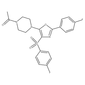 1-(4-(2-(4-Fluorophenyl)-4-((4-fluorophenyl)sulfonyl)oxazol-5-yl)piperazin-1-yl)ethanone结构式