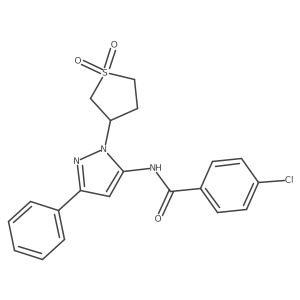 4-chloro-N-(1-(1,1-dioxidotetrahydrothiophen-3-yl)-3-phenyl-1H-pyrazol-5-yl)benzamide结构式