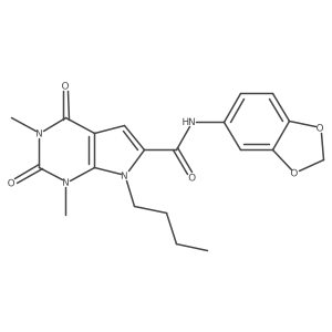 N-(benzo[d][1,3]dioxol-5-yl)-7-butyl-1,3-dimethyl-2,4-dioxo-2,3,4,7-tetrahydro-1H-pyrrolo[2,3-d]pyrimidine-6-carboxamide结构式