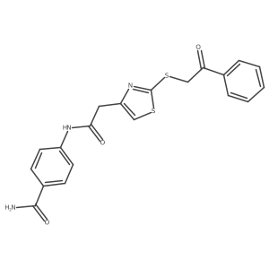 4-(2-(2-((2-Oxo-2-phenylethyl)thio)thiazol-4-yl)acetamido)benzamide Structure