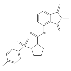 1-((4-fluorophenyl)sulfonyl)-N-(2-methyl-1,3-dioxoisoindolin-4-yl)pyrrolidine-2-carboxamide结构式