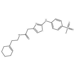 CS(=O)(=O)c1ccc(Nc2nc(CC(=O)NCCC3=CCCCC3)cs2)cc1结构式
