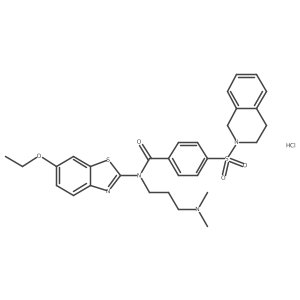 4-((3,4-dihydroisoquinolin-2(1H)-yl)sulfonyl)-N-(3-(dimethylamino)propyl)-N-(6-ethoxybenzo[d]thiazol-2-yl)benzamide hydrochloride结构式