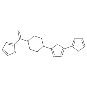 (4-(5-(Furan-2-yl)-1,3,4-oxadiazol-2-yl)piperidin-1-yl)(thiophen-2-yl)methanone结构式