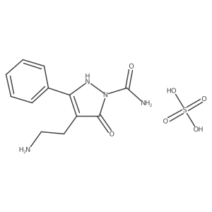 4-(2-aminoethyl)-5-oxo-3-phenyl-2,5-dihydro-1H-pyrazole-1-carboxamide sulphate结构式