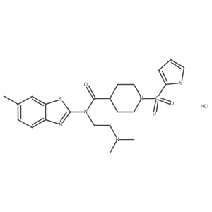 N-(2-(dimethylamino)ethyl)-N-(6-methylbenzo[d]thiazol-2-yl)-1-(thiophen-2-ylsulfonyl)piperidine-4-carboxamide hydrochloride Structure
