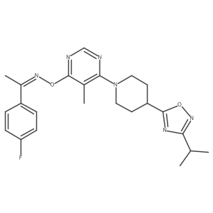 1-(4-Fluorophenyl)ethanone O-[5-methyl-6-[4-[3-(1-methylethyl)-1,2,4-oxadiazol-5-yl]-1-piperidinyl]-4-pyrimidinyl]oxime Structure