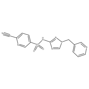 6-cyano-N-{1-[(pyridin-3-yl)methyl]-1H-1,2,4-triazol-3-yl}pyridine-3-sulfonamide结构式