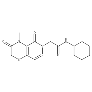 N-cyclohexyl-2-(4-methyl-3,5-dioxo-3,4-dihydro-2H-pyridazino[4,5-b][1,4]thiazin-6(5H)-yl)acetamide结构式