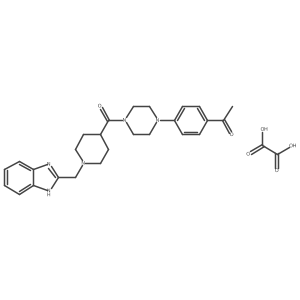 1-(4-(4-(1-((1H-benzo[d]imidazol-2-yl)methyl)piperidine-4-carbonyl)piperazin-1-yl)phenyl)ethanone oxalate Structure
