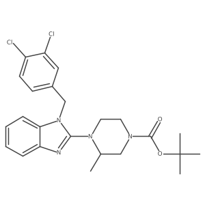 tert-Butyl 4-(1-(3,4-dichlorobenzyl)-1H-benzo[d]imidazol-2-yl)-3-methylpiperazine-1-carboxylate Structure