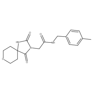 2-(2,4-dioxo-8-oxa-1,3-diazaspiro[4.5]dec-3-yl)-N-(4-methylbenzyl)acetamide结构式