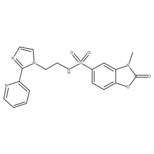3-methyl-2-oxo-N-(2-(2-(pyridin-2-yl)-1H-imidazol-1-yl)ethyl)-2,3-dihydrobenzo[d]oxazole-5-sulfonamide结构式