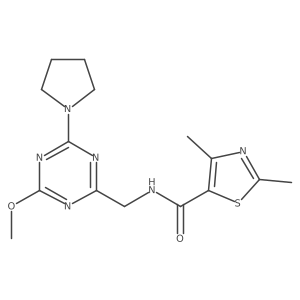 N-((4-methoxy-6-(pyrrolidin-1-yl)-1,3,5-triazin-2-yl)methyl)-2,4-dimethylthiazole-5-carboxamide结构式