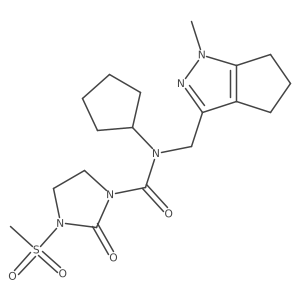 N-cyclopentyl-N-((1-methyl-1,4,5,6-tetrahydrocyclopenta[c]pyrazol-3-yl)methyl)-3-(methylsulfonyl)-2-oxoimidazolidine-1-carboxamide结构式